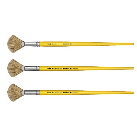 Kit 3 Pincel Fan Leque Cerda Natural Longo 818 Nº03 Tigre