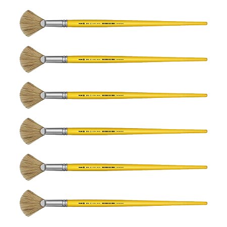 Kit 6 Pincel Fan Leque Cerda Natural Longo 818 Nº03 Tigre