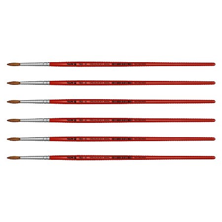 Kit 6 Pincel Redondo Pelo Orelha de Boi Curto 165 Nº04 Tigre