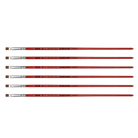 Kit 6 Pincel Chato Reto Pelo Orelha de Boi 181 Nº00 Tigre