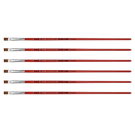 Kit 6 Pincel Chato Reto Pelo Orelha de Boi 181 Nº02 Tigre