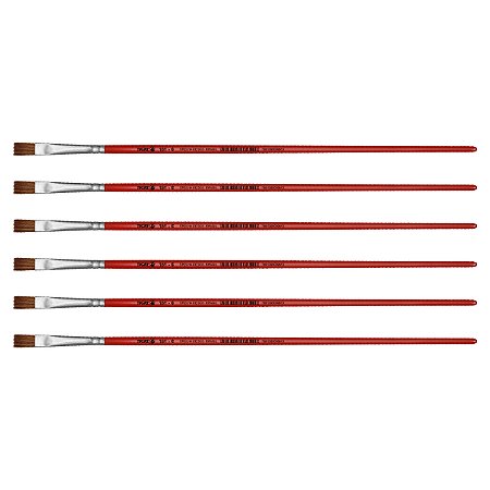 Kit 6 Pincel Chato Reto Pelo Orelha de Boi 181 Nº06 Tigre