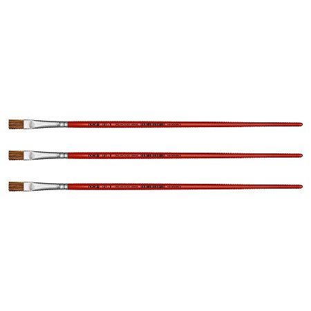 Kit 3 Pincel Chato Reto Pelo Orelha de Boi 181 Nº08 Tigre