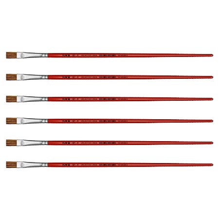 Kit 6 Pincel Chato Reto Pelo Orelha de Boi 181 Nº08 Tigre