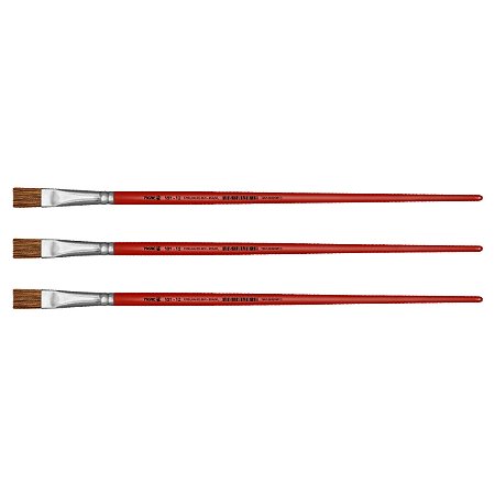 Kit 3 Pincel Chato Reto Pelo Orelha de Boi 181 Nº12 Tigre