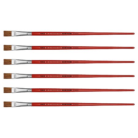 Kit 6 Pincel Chato Reto Pelo Orelha de Boi 181 Nº12 Tigre