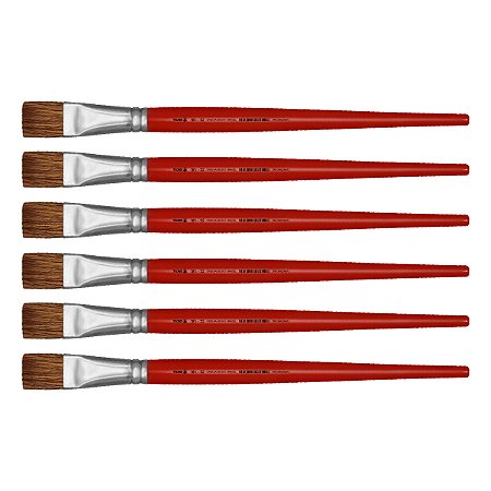 Kit 6 Pincel Chato Reto Pelo Orelha de Boi 181 Nº22 Tigre