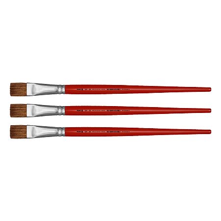 Kit 3 Pincel Chato Reto Pelo Orelha de Boi 181 Nº20 Tigre