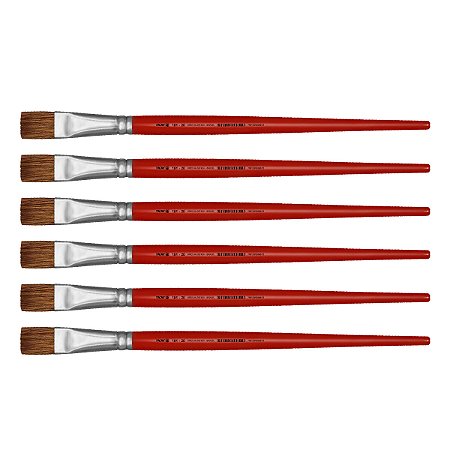 Kit 6 Pincel Chato Reto Pelo Orelha de Boi 181 Nº20 Tigre