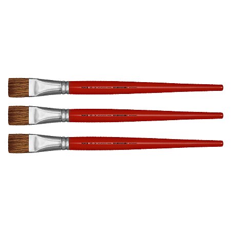 Kit 3 Pincel Chato Reto Pelo Orelha de Boi 181 Nº24 Tigre