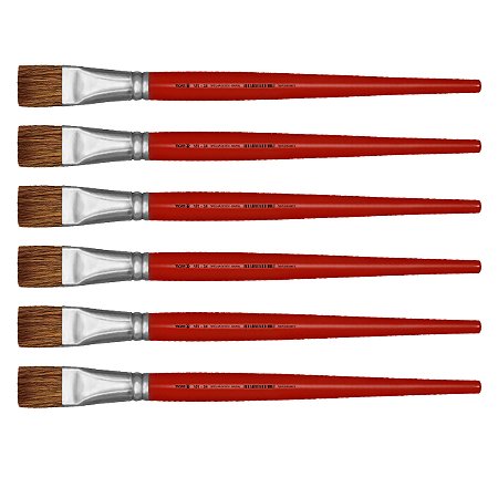 Kit 6 Pincel Chato Reto Pelo Orelha de Boi 181 Nº24 Tigre