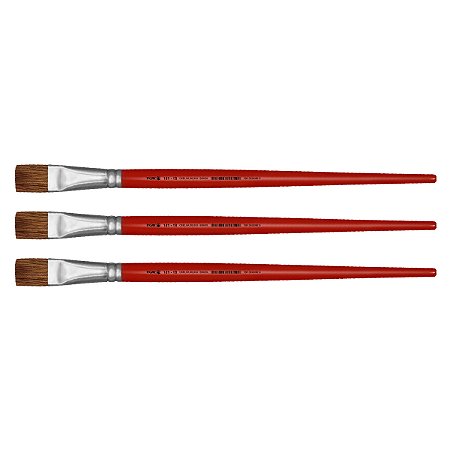 Kit 3 Pincel Chato Reto Pelo Orelha de Boi 181 Nº18 Tigre