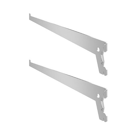 Kit 2 Suporte Simples Para Trilho Cremalheira 50cm Branco