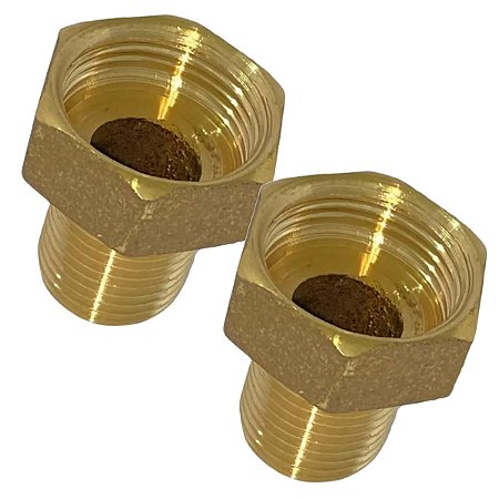 Kit 2 Bucha Reversão Latão Rosca Macho 1/2'' X Fêmea 3/4''