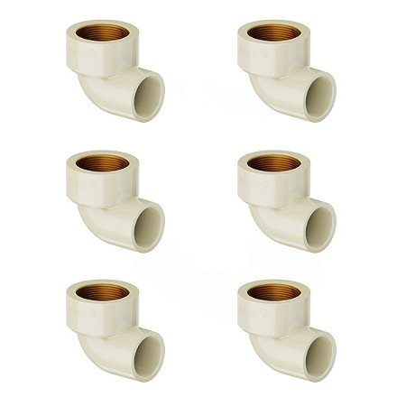 Kit 6 Joelho 90º Transição Aquatherm CPVC 22mm X 1/2'' Tigre