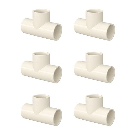 Kit 6 Tê Tee Conexão Soldável 90º Aquatherm CPVC 22mm Tigre