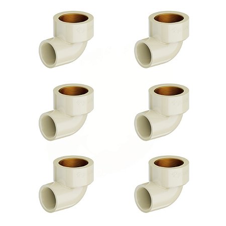 Kit 6 Joelho 90º Transição Aquatherm CPVC 22mm X 3/4'' Tigre