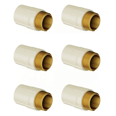 Kit 6 Conector Macho Transição Aquatherm 22mm X 3/4'' Tigre
