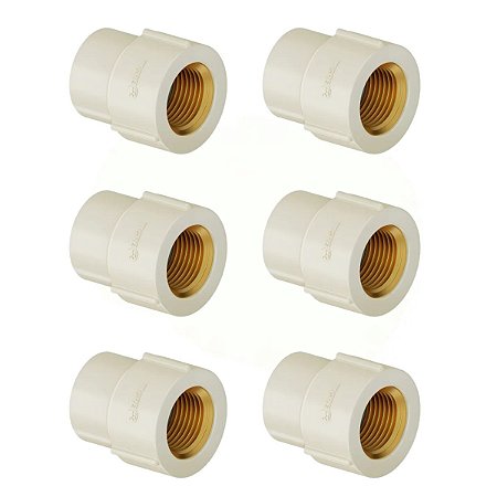 Kit 6 Luva Transição Aquatherm CPVC 22mm X 1/2'' Tigre