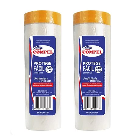 Kit 2 Plástico Filme Proteção Salva Pintura 240cmx10m Compel