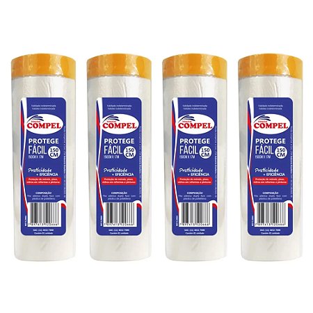 Kit 4 Plástico Filme Proteção Salva Pintura 150cmx17m Compel