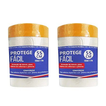 Kit 2 Plástico Filme Proteção Salva Pintura 55cmx17m Compel