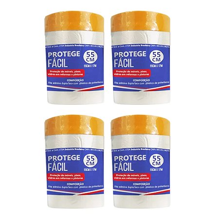 Kit 4 Plástico Filme Proteção Salva Pintura 55cmx17m Compel