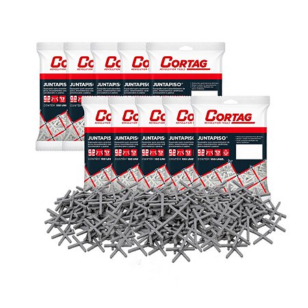Kit 1000 Espaçador Cruzeta Juntapiso Azulejo 1,0mm Cortag