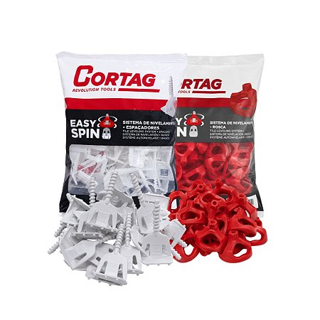 Kit 50 Espaçador 1mm + 50 Nivelador Porca Easy Spin Cortag