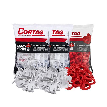 Kit 100 Espaçador 1mm + 50 Nivelador Porca Easy Spin Cortag