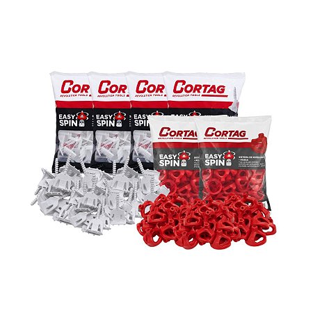 Kit 200 Espaçador 2mm + 100 Nivelador Porca Easy Spin Cortag