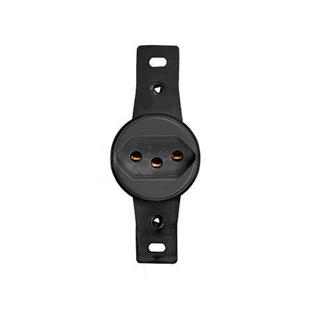Tomada Redonda Embutir Sem Placa 20A 2P+T 250V Preto Ilumi
