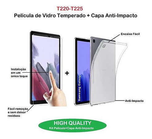 Kit Capa E  Película Tablet Samsung Tab A7 Lite T220 T225