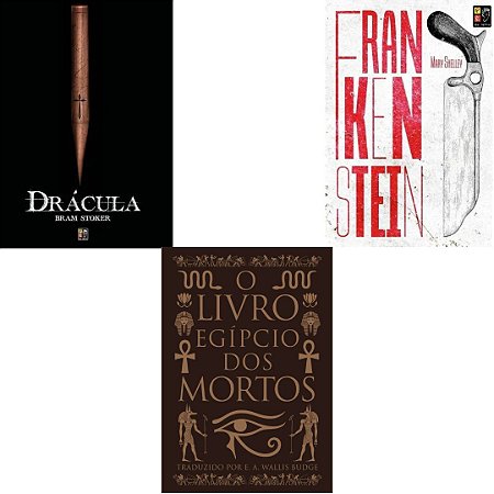 KIT TERROR com 3 Livros - Drácula + Frankenstein + O Livro Egípcio Dos Mortos