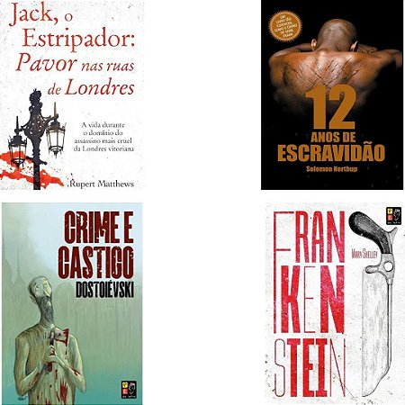 Kit com 4 Livros - Séries e Filmes: Jack, o Estripador + 12 anos de escravidão + Crime e castigo + Frankenstein