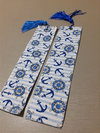 Marcador De Páginas De Tecido Com Tassel Personalizado - Âncora (Azul Claro)