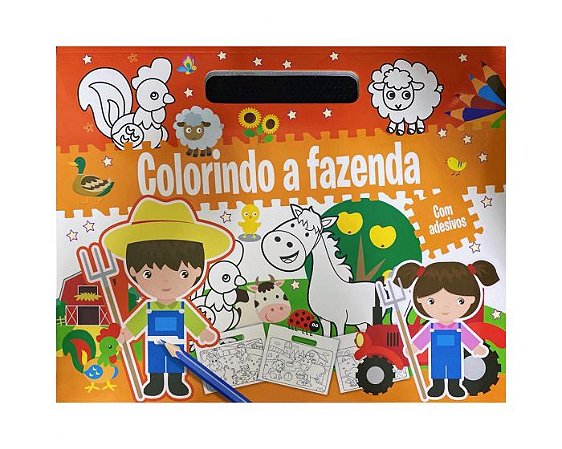 Prancheta Com Adesivos - Colorindo A Fazenda