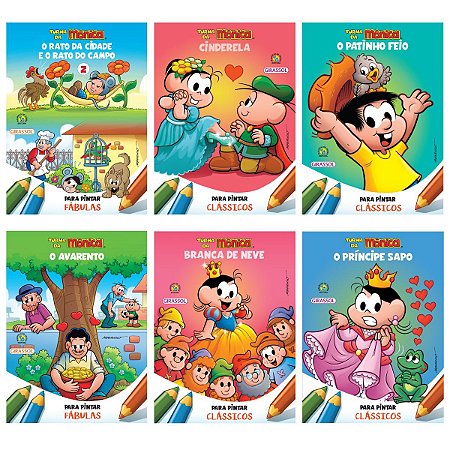 Kit Turma da Mônica para colorir com 6 livros - Diversos