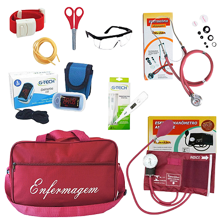 Kit Academico da Enfermagem Material de Bolso Diversas Cores Preto