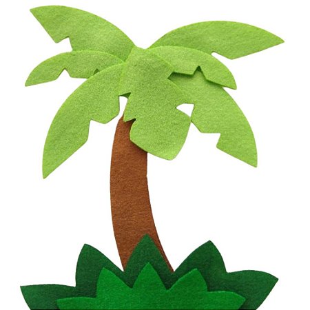 Aplique de coqueiro em feltro para artesanato no tema safari