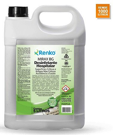 Desinfetante Hospitalar Mirax BG 5L ou 1L Dosador