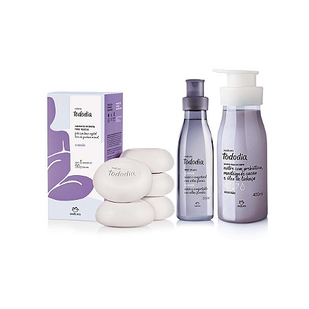 Kit Natura Tododia Algodão Body Splash 200ml + Creme Para o Corpo 400ml + Sabonete em Barra 90g