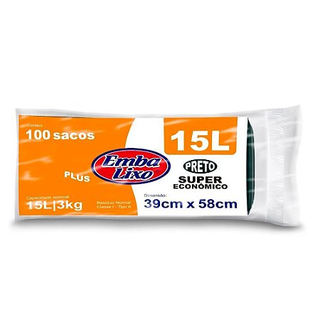 Saco de Lixo 15L Plus