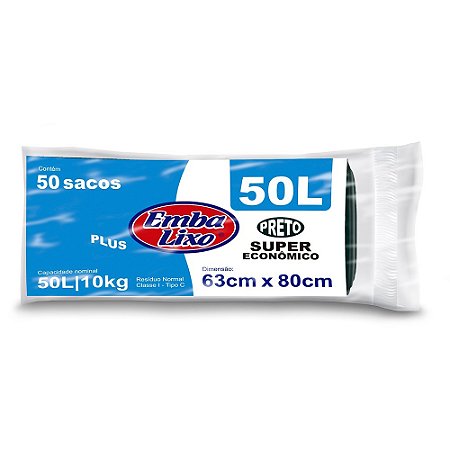 Saco de Lixo 50L Plus