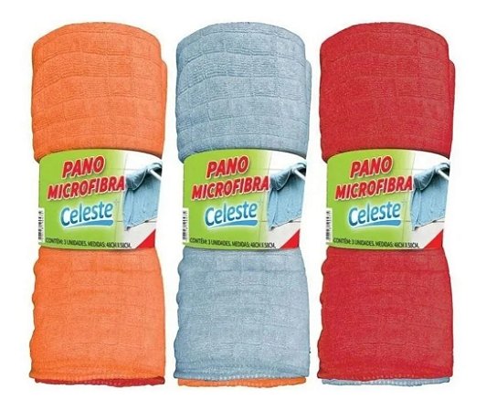 Kit 3 Panos de Chão Microfibra Celeste
