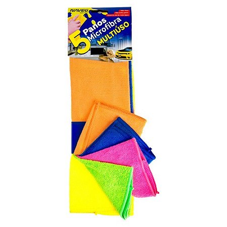 Kit 5 Panos Multiuso 100% Microfibra Naveg