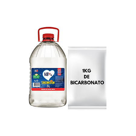 Vinagre De Álcool 5L Toscano + 1Kg Bicarbonato de Sódio