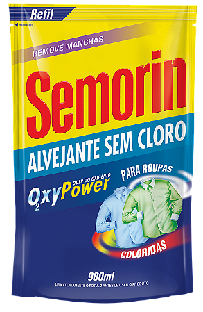 Alvejante Sem Cloro Lava Roupas Semorin 900ml Refil Oxy Power