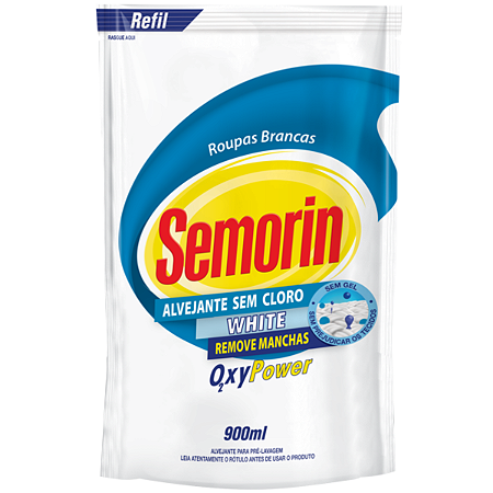 Alvejante Sem Cloro Lava Roupas White Semorin 900ml Refil Oxy Power