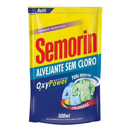Alvejante Sem Cloro Lava Roupas Semorin 500ml Refil Oxy Power